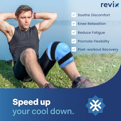 REVIX 20" XXXL Knee Ice Pack Wrap Around Entire Knee, Extra Large Ice Pack - style: Blue-1 Pack