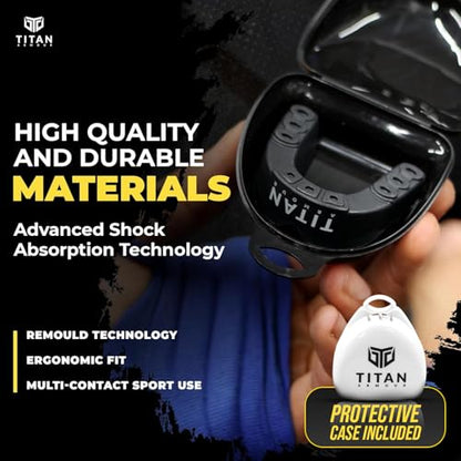 Mouth Guard Boxing, Dual-Layer Boil & Bite Mouthguard, Adult | Premium Dual-Layer | Case Included | Adult & Youth Custom-Fit Mouthpiece | Football, MMA, Hockey, Lacrosse, BJJ, Basketball - color: White, size: Adult Age 11+