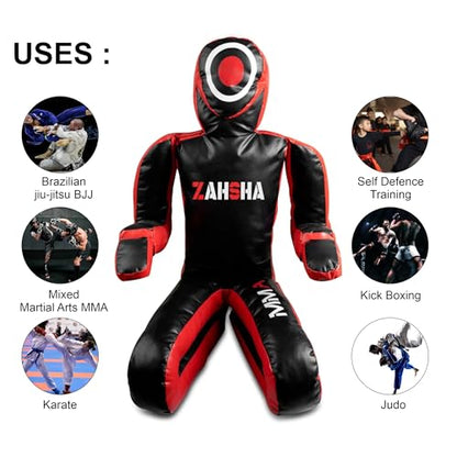 BJJ Wrestling Grappling Self Defense Training Vinyl Dummy, Unfilled - color: Red, size: 48 inch|120cm|4 Feet