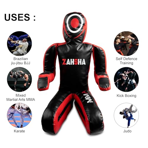 BJJ Wrestling Grappling Self Defense Training Vinyl Dummy, Unfilled - color: Red, size: 60 inch|150cm|5 Feet