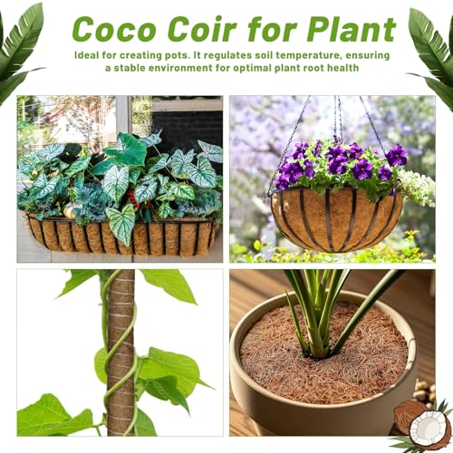 Coco Liner Roll, 16 x 120 Inch Coconut Fiber Liners for Planters, Natural Coco Coir Mats Sheet for Flower Basket, Garden Decoration, Reptile Carpet, Animal Pet Pad, Window Box, DIY Moss Pole - size: 16x120 Inch