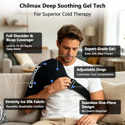 Shoulder Ice Pack Wrap for Rotator Cuff Cold Therapy Brace 2Pack - color: 2 Pcs Large-black