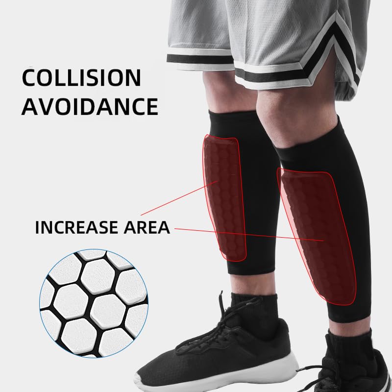 2 Pack Soccer Shin Guards Soccer Kids Adult, Soft Anti-Collision Soccer Shin Pad with EVA Honeycomb Pads, Shin Defender Shin Guard Sleeves - color: Green, size: X-Large