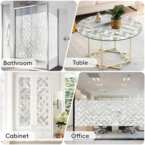Window Film, Frosted Privacy Window Film Static Glass Window Cling, Sun Heat Blocking Non-Adhesive Decals Tint for Home Office Glass Door Car Sunroof Sticker 17.7 x 78.7 Inches - color: Stone
