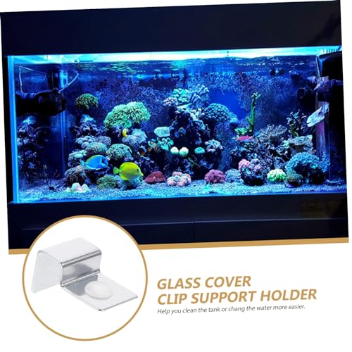 Kisangel Quick-Install Aquarium Lid Support Stainless Steel Clips for Glass Tank Cover 10mm