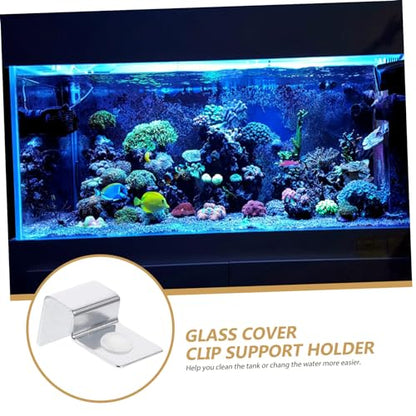 Kisangel Quick-Install Aquarium Lid Support Stainless Steel Clips for Glass Tank Cover 10mm