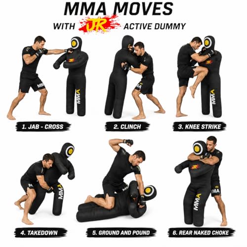 MMA Practice Dummy (Standing Position) for Boxing, Fighting, Throwing, Grappling, Karate, jiu-Jitsu, Wrestling Training - UNFILLED - color: Black/Red Canvas, size: 70" (inches)