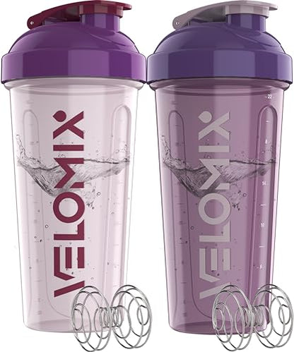 VELOMIX 2 Pack 28oz Protein Shaker Bottle for Protein Mixes, Purple Mix - color: B2) Purple Mix