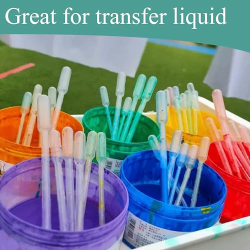 100 Pack Disposable Transfer Pipettes, Plastic Pipettes with Graduated Scale & Bulb Dropper for Essential Oils, Laboratory, Science Experiments (1 ML, 100)