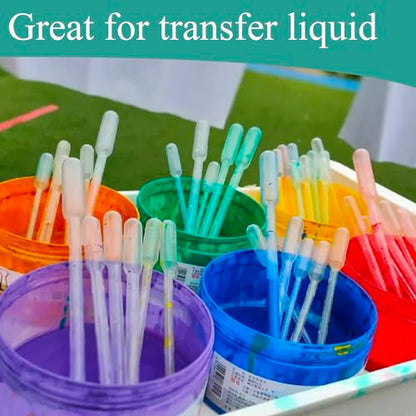 100 Pack Disposable Transfer Pipettes, Plastic Pipettes with Graduated Scale & Bulb Dropper for Essential Oils, Laboratory, Science Experiments (1 ML, 100)