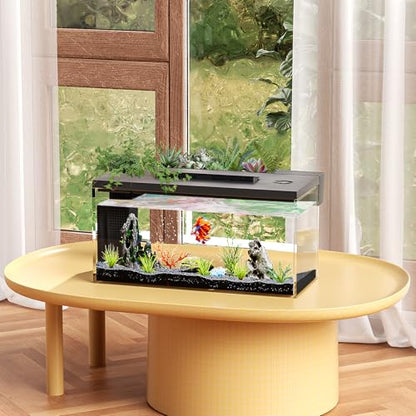 3.7 Gallon Betta Fish Tank self Cleaning,Smart Aquarium Aquarium kit with Filter Light Water Pump (Black)