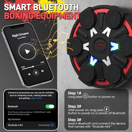 Music Boxing Machine for Kids & Adults - Wall Punching Pad with Lighting, 9-Speed Bluetooth Boxing Game with Gloves, Wall Mounted Exercise Equipment, 2026 Upgrade Boxing Equipment for Kids Age 6+ - color: Red