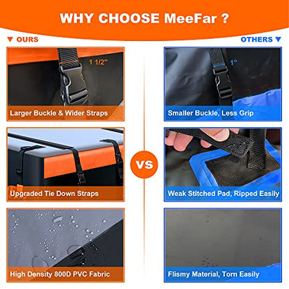 Car Roof Bag Rooftop Cargo Carrier Bag Waterproof 21 Cubic Feet roof Cargo | Soft Shell Luggage rack bag for All Vehicle with/Without Rack,Includes Anti-Slip Mat,10 Reinforced Straps,6 Door Hooks,Lock - size: 21 Cubic Feet