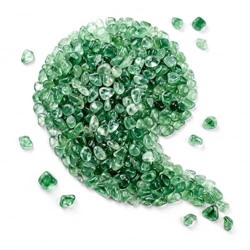 5‑7mm Crystal Gravel 1 lb in Small Box | White Quartz, Rose Quartz, Green Fluorite, Rainbow Crystal, Cat’s Eye, Amethyst | Fish Tank, Planter, DIY, Meditation Decor (Green Fluorite) - color: Green Fluorite