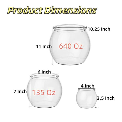 3pcs Plastic DIY Fish Bowls - 640oz/135oz Round Clear Fish Tanks 5 Gallon Aquarium, Hydroponic Planter, and Multi-Use Container for Flower Vase, Carnival Prizes, Party Centerpieces, and Home Decor