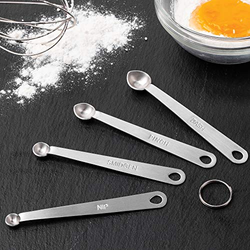 Fox Run Brands 4-Piece Pinch Spoons Measuring, 0.25 x 0.5 x 4.75 inches, Metallic