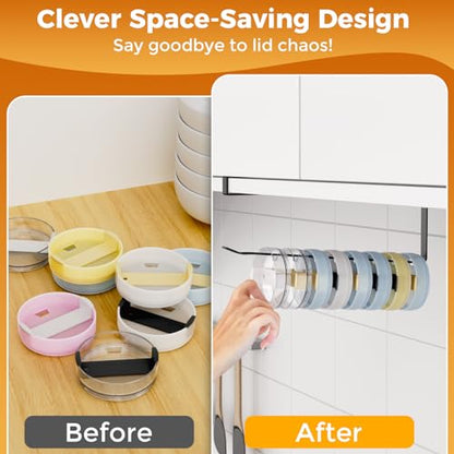 Tumbler Lid Organizers, Ample Lid Capacity Up to 15 Lids, No Adhesive No Drill Tumbler Lid Organizer Holder Inside Cabinet, Space-Saving Tumbler Cup Lid Holder Organizer
