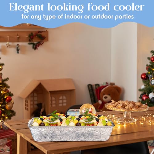 2 Set 16" x 9" Plastic Chilled Serving Tray for Parties with Compartments Ice Chilled Party Platter Charcuterie Serving Board Cold Dish Dip for Fruit Seafood Vegetable Appetizer (Clear) - color: Clear
