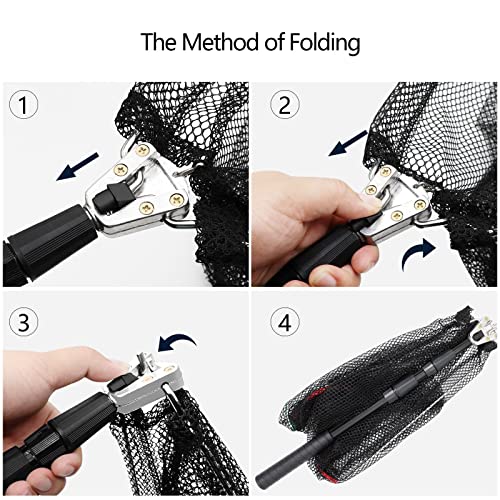 SAN LIKE Fishing Net Fish Landing Net Collapsible Fish Net with Anti-Slip Telescoping Rubber Pole Handle for Kids Adults in Saltwater Freshwater Multi-Size Extending to 37/42/43/51/69/71/89/98inch - color: Aluminum pole,length 31" to 51"