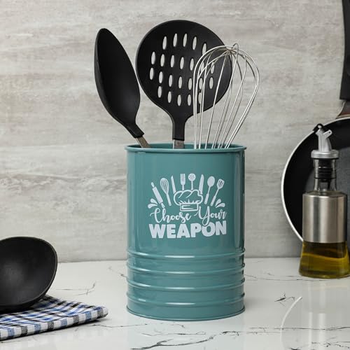 dudki Metal Cutlery Holder & Spoon Stand for Kitchen - Spoon, Knife, Fork, Chopstick, Cutlery Holder Kitchen Organizer Stand Dining Multifunctional Stand Choos Your Weapon (Moss-Green) - color: Moss-Green