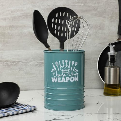 dudki Metal Cutlery Holder & Spoon Stand for Kitchen - Spoon, Knife, Fork, Chopstick, Cutlery Holder Kitchen Organizer Stand Dining Multifunctional Stand Choos Your Weapon (Moss-Green) - color: Moss-Green