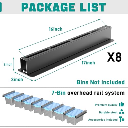 EVERHANGER Ceiling Storage Rack, Heavy Duty Garage Overhead Storage Rack | Adjustable Garage Ceiling Bin Storage System, 5 Sets for 4 Bins, 16 Inch - style: For 7 Bins