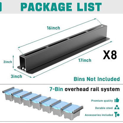 EVERHANGER Ceiling Storage Rack, Heavy Duty Garage Overhead Storage Rack | Adjustable Garage Ceiling Bin Storage System, 5 Sets for 4 Bins, 16 Inch - style: For 7 Bins