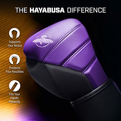 Hayabusa T3 Boxing Gloves - Sparring | Sparring Gloves, Muay Thai Gloves, Kickboxing Gloves, Heavy Bag Gloves, Boxing Gloves for Men and Women, Boxing Gloves - color: Purple/Black, size: 10oz