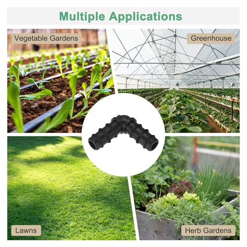 M METERXITY 25-Pack Drip Irrigation Barbed Fittings, for 3/8 Inch Elbows Tubing Connector Plastic Coupling Irrigation Parts for Garden/Greenhouse/Aquarium/Flower Pot, Drip Pipe Accessories