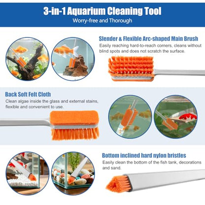 Small Glass Aguarium Cleaning Tool Algae Scraper for Acrylic Aquariums Fish Tank Cleaner Brush (Longer Size) - size: 17.3in
