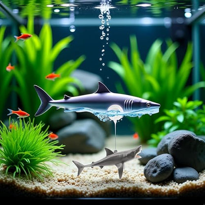 1 Pc Floating Shark Ornament - Adjustable Aquarium Shark Animal Decor | Aquarium Floating Shark Ornaments Thematic Ornaments Suitable for Aquarium All Kinds of Fish Tank and Home, Shark Pool Décor