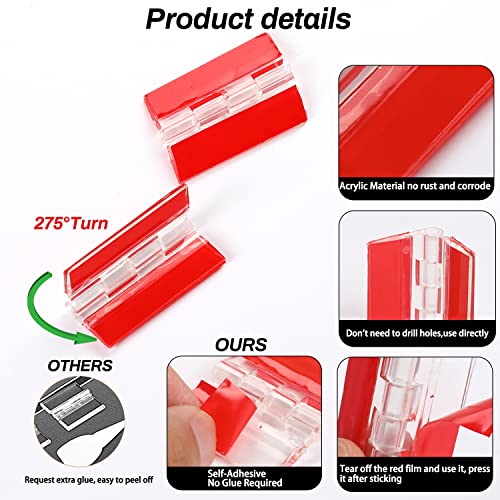 12 Pcs Acrylic Self Adhesive Small Transparent Continuous Hinge Tools for Cabinet Drawer Furniture DIY Display Stand 45x35 mm