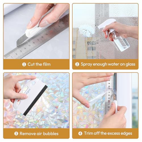 rabbitgoo Window Tint Kit, 3 Pcs Window Privacy Film Installation Tools Set, Includes Suede Squeegee, Utility Knife & 120ml Adjustable Spray Bottle for Car Tints, Privacy Film, Wallpaper Application - color: White Squeegee