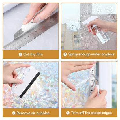 rabbitgoo Window Tint Kit, 3 Pcs Window Privacy Film Installation Tools Set, Includes Suede Squeegee, Utility Knife & 120ml Adjustable Spray Bottle for Car Tints, Privacy Film, Wallpaper Application - color: White Squeegee