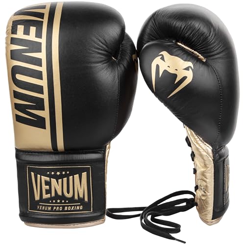 Venum Shield Pro Boxing Gloves - color: Black/Gold, size: 18oz, style: Laces