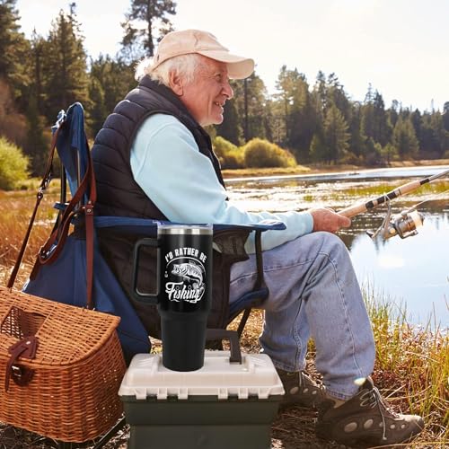 Fishing Gifts For Men,40oz Fishing Tumbler With Handle, Funny Gifts For Dad Grandpa,Birthday Gift For Fisherman,Coffee Cups With Straw and Lid