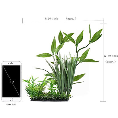 CNZ Aquarium Decor Fish Tank Decoration Ornament Artificial Plastic Plant Green 13" Tall