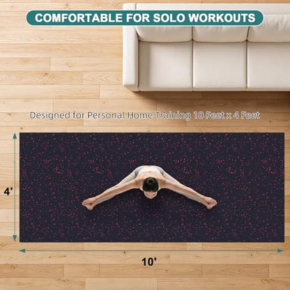 Heavy Duty Rubber Flooring Roll, 1/4" Thick EPDM Gym Rubber Mat,Black Red - size: 10'×4'