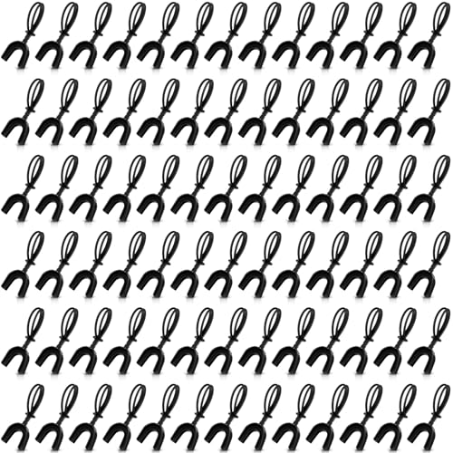 Dunzy Black 100 Pcs Strapped Mouth Guard Bulk Sports Mouthguard with Strap No Boil Football Boxing Mouthpiece Braces Soft Mouthguard for Lacrosse Basketball Hockey Wrestling (Youth) - color: Black, size: Youth