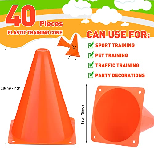 Reginary 40 Pcs Training Cones for Sports, 7 Inch - color: Orange