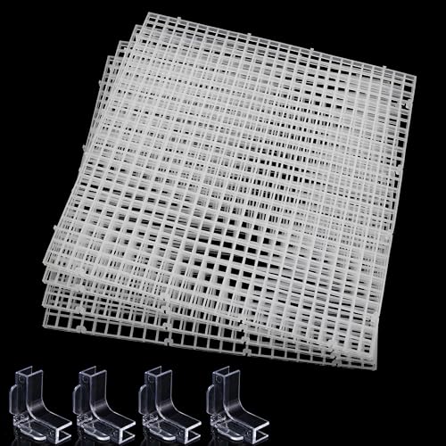 Hipanda Aquarium Hood Fish Tank top Cover, Terrarium lid Plastic Grid with 4-Piece Set Corner Protectors. Prevents Jumping (Fit 8MM/0.3inch Glass) - size: Fit 8MM/0.3inch Glass