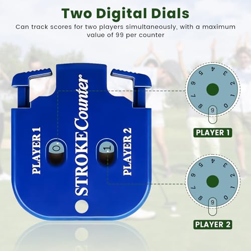 4 Pcs Golf Stroke Counters, Portable Golf Score Counter, 2-Player Score Counter for Golf Training, Tournaments & Games, Dial Resetting, Key Chain