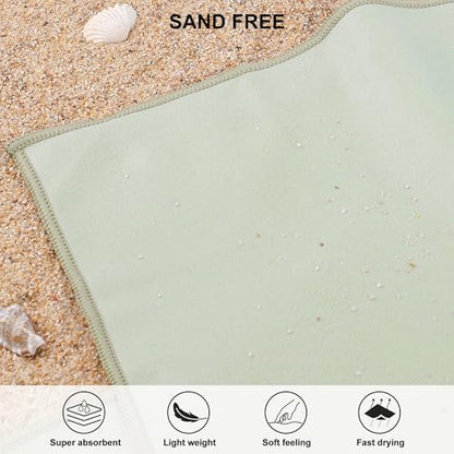 Rainleaf Microfiber Towel Quick Dry Camping & Travel & Gym Towel. Compact - color: Bean Green, size: 60.00" x 30.00"