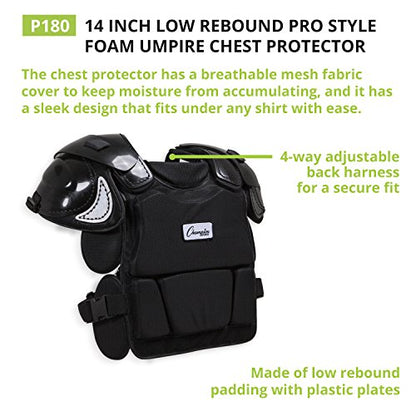 Champion Sports Low Rebound Foam Professional Model Chest Protector - 16" - Black
