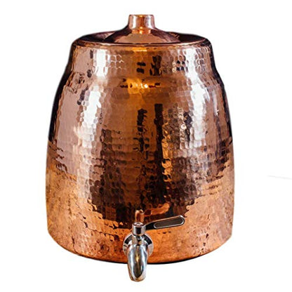 Niagara Water Dispenser | 100% Pure Copper, Heavy Gauge Water Container, Hand Hammered | 2+ Gallon Capacity, Fits 2–5 Gallon Jugs | Lid & Stainless Steel Spigot Included