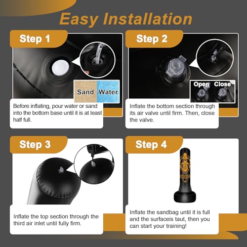 Freestanding Puncing Bags for Adults Teens, Heavy Bag with Stand Boxing Bag with Boxing Gloves, Electric Air Pump, Reflex Ball, 70" Kickboxing Bag for Training MMA Muay Thai Gym - color: Black
