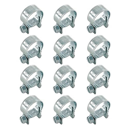 12pcs Gas Line Clamp(16-18mm), Zinc Plated Mini Fuel Hose Clamp Adjustable Tube Clamp for Pipe Fuel Line - size: 16-18mm