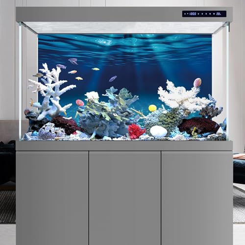 AWERT 30x18 inches Ocean Floor Aquarium Background Undersea Theme Aquarium Background Underwater Fish Tank Background - size: 30x18in/75x45cm
