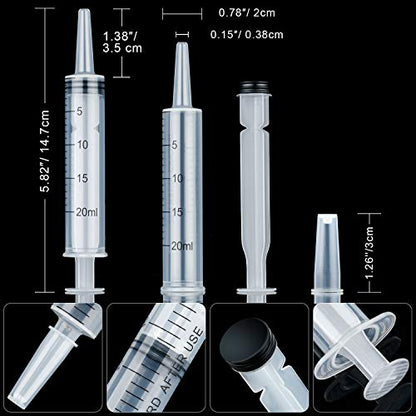 20 Packs 20ml/cc Plastic Syringes Liquid Measuring Syringe with Measurement Needleless Sterile and Individually Sealed for Measuring Liquids Feeding Pets Gardening Oil or Glue Applicator Favors