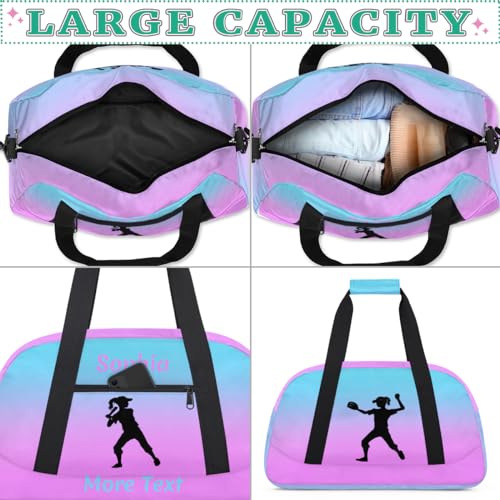 Personalized Kids Gym Bag for Girls Custom Name Sports Duffel Bag Weekender Overnight Travel Bags Pink Baseball Gifts - color: Color 4, style: Baseball